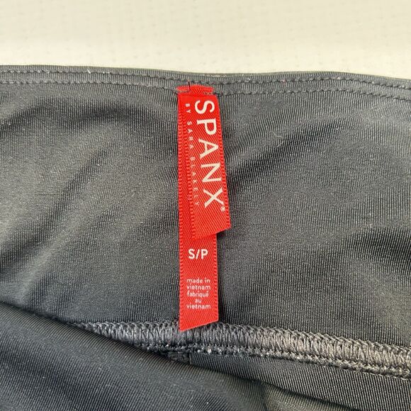SPANX Faux Leather Black Power Waistband High Waist Leggings Womens Small 2437 - Picture 8 of 13